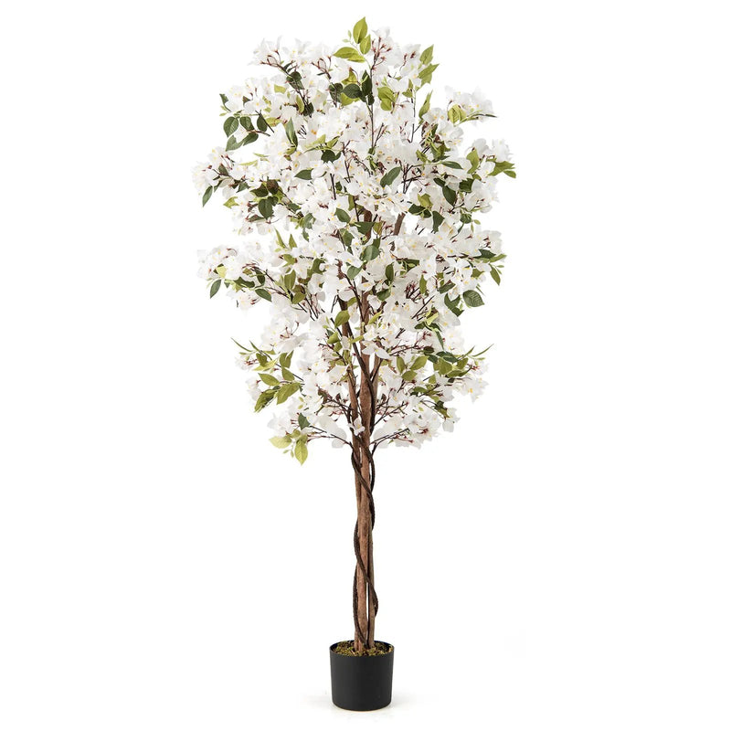 6 Feet Artificial Bougainvillea Tree with 910 White Flowers by DirectDeals