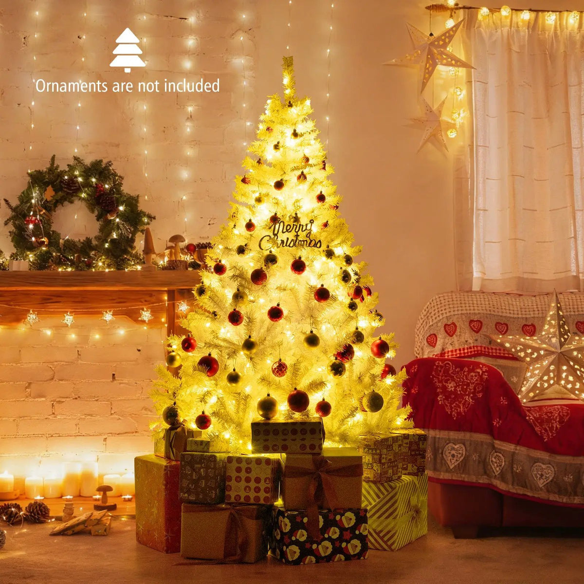 6 Ft Pre-Lit Artificial Christmas Tree with 11 Light Modes, photo 2 of 16