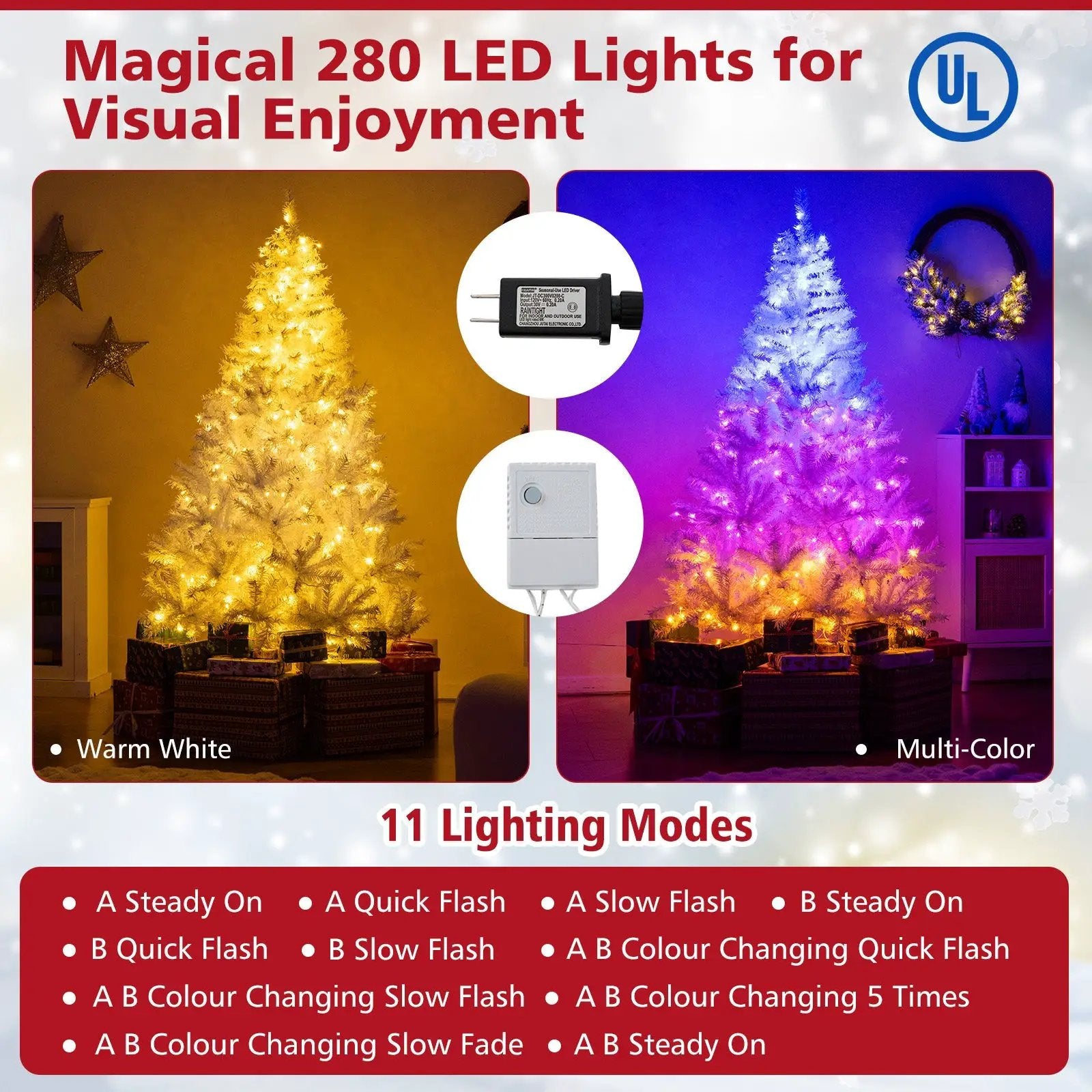 6 Ft Pre-Lit Artificial Christmas Tree with 11 Light Modes by DirectDeals