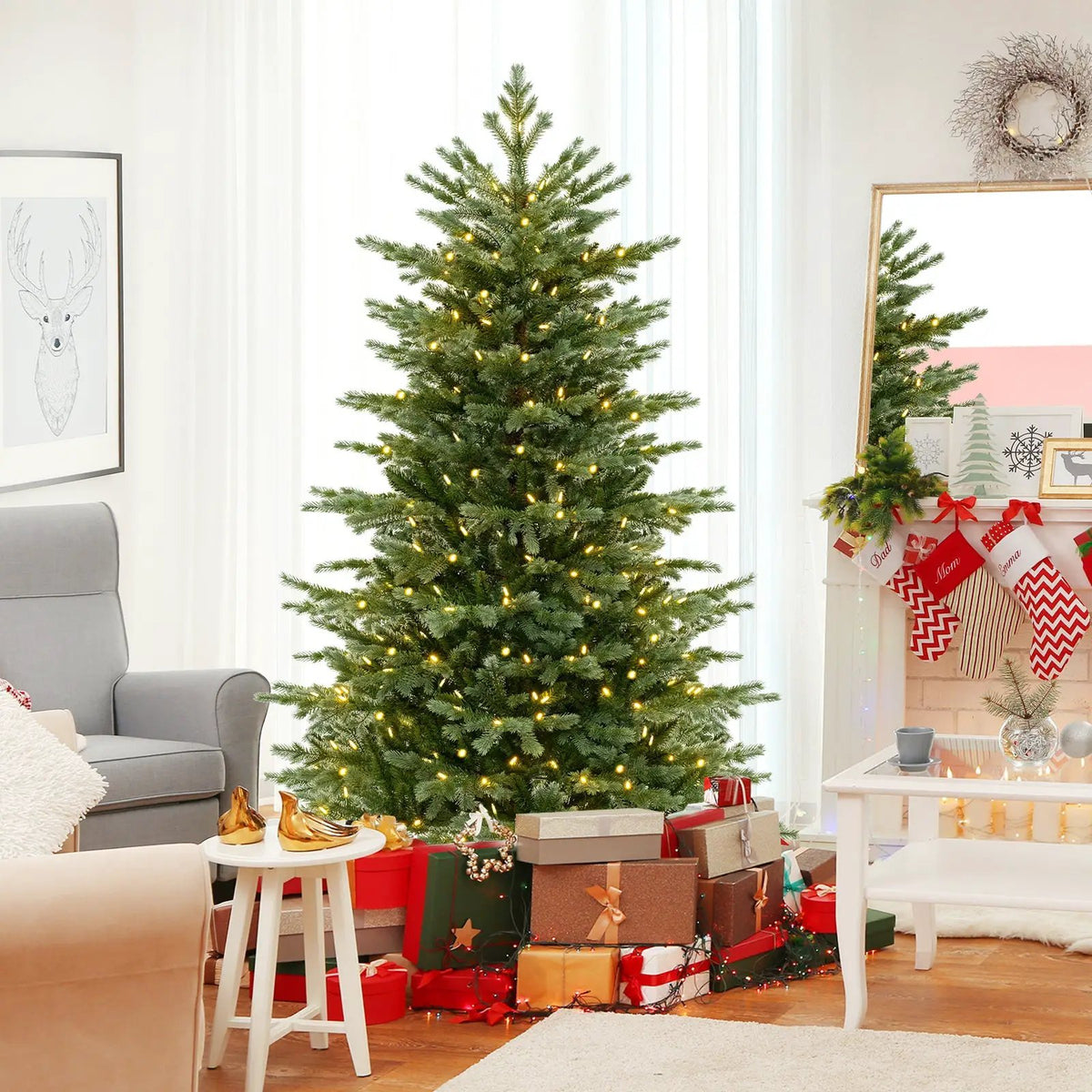 5/6/7 Feet Artificial Christmas Tree with 1426/2116/3156 Lush PVC and 200/300/400 Warm White LED Lights, photo 14 of 24