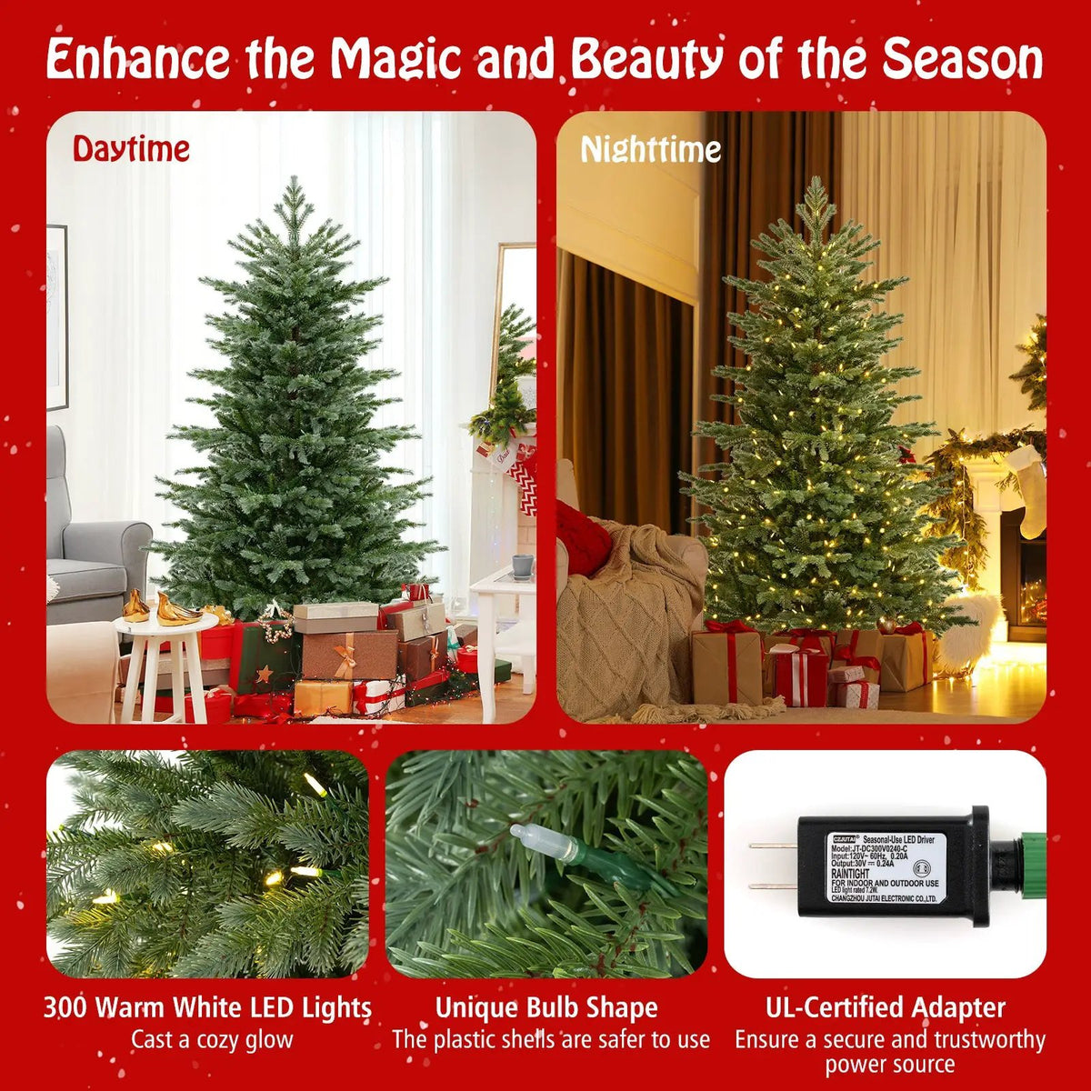 5/6/7 Feet Artificial Christmas Tree with 1426/2116/3156 Lush PVC and 200/300/400 Warm White LED Lights, photo 10 of 24
