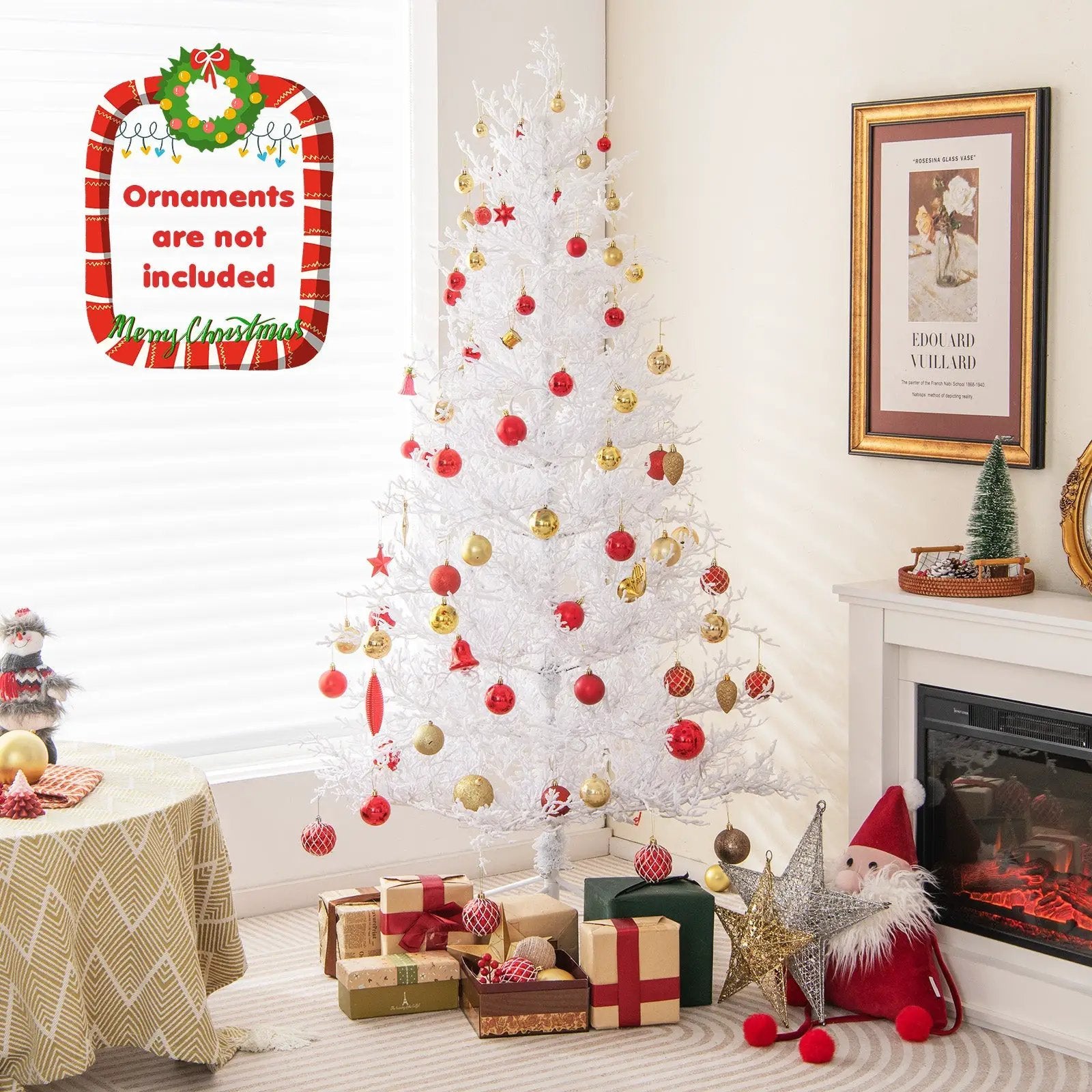 6 Feet Artificial Xmas Tree with 383 PE Branch Tips and 300 LED Lights by DirectDeals