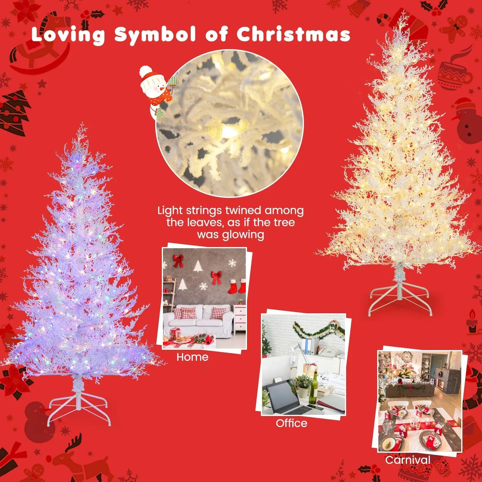 6 Feet Artificial Xmas Tree with 383 PE Branch Tips and 300 LED Lights by DirectDeals