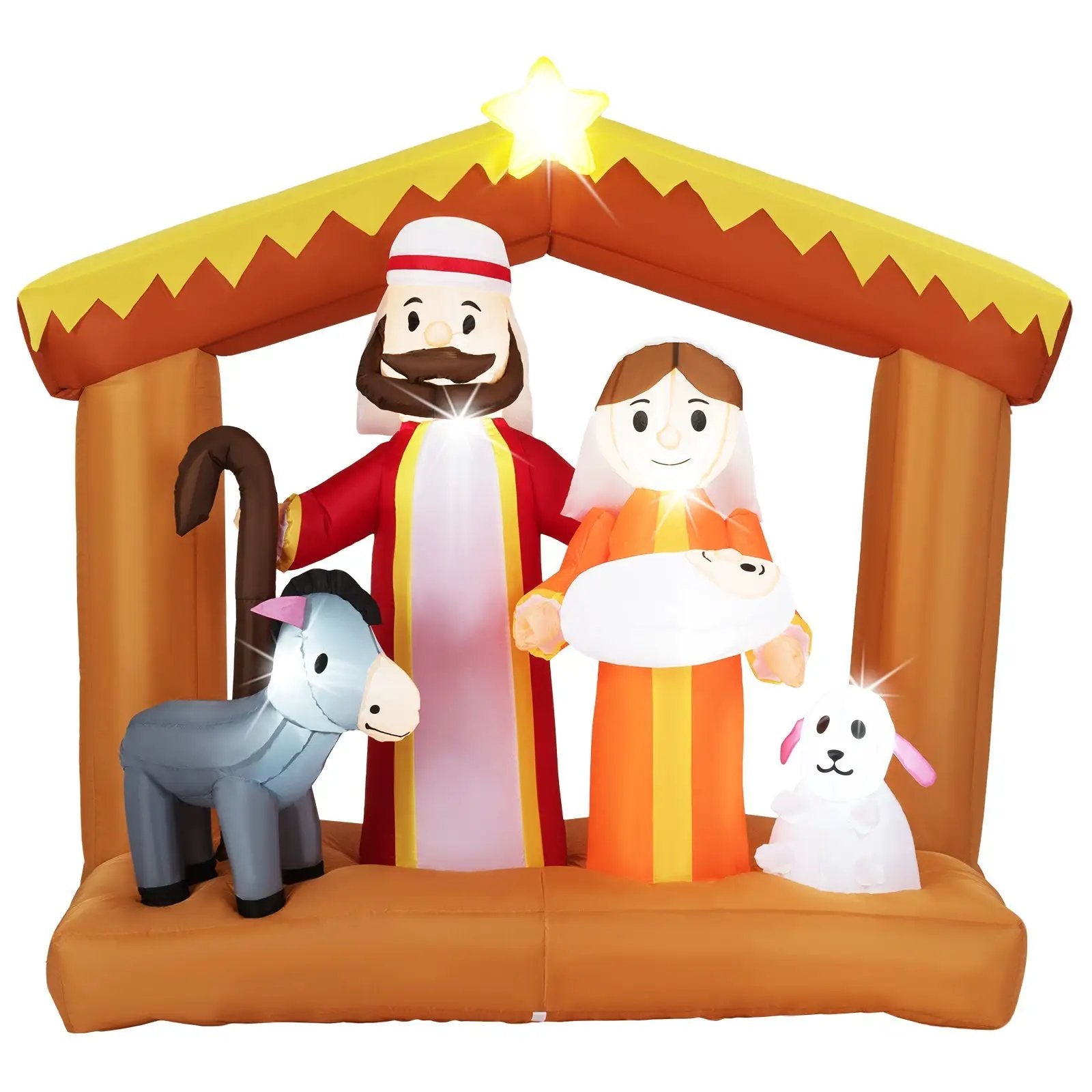 6 Feet Christmas Inflatables Nativity Scene Outdoor Decoration with Built-in LED Lights by DirectDeals