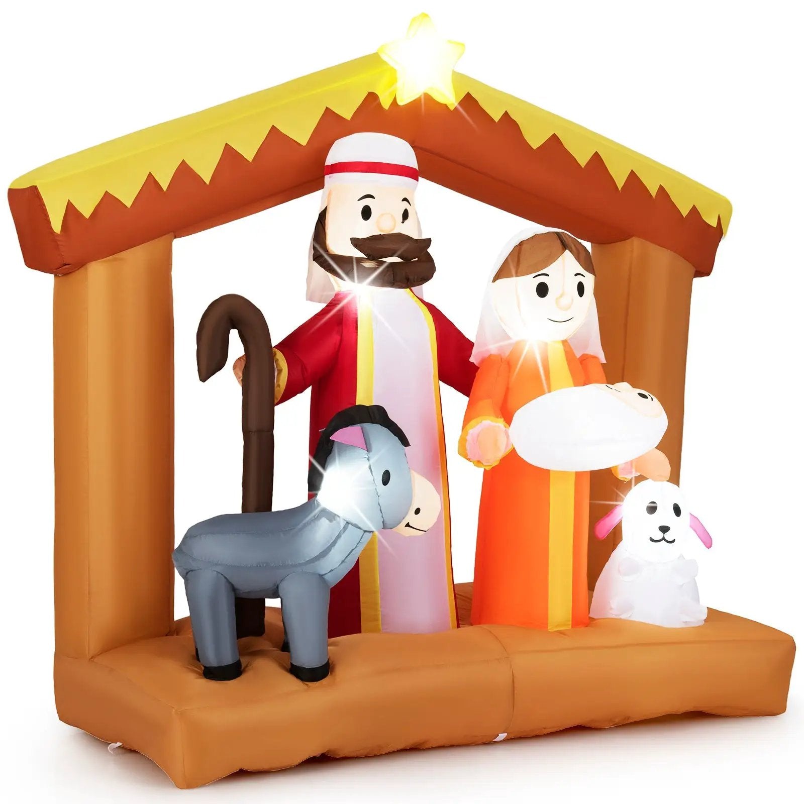 6 Feet Christmas Inflatables Nativity Scene Outdoor Decoration with Built-in LED Lights by DirectDeals