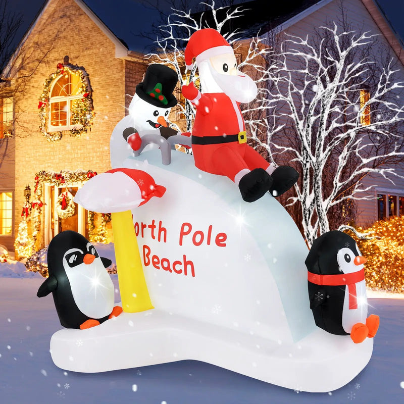 6 Feet Christmas Inflatable with Blow up Penguins and Santa Decoration by DirectDeals