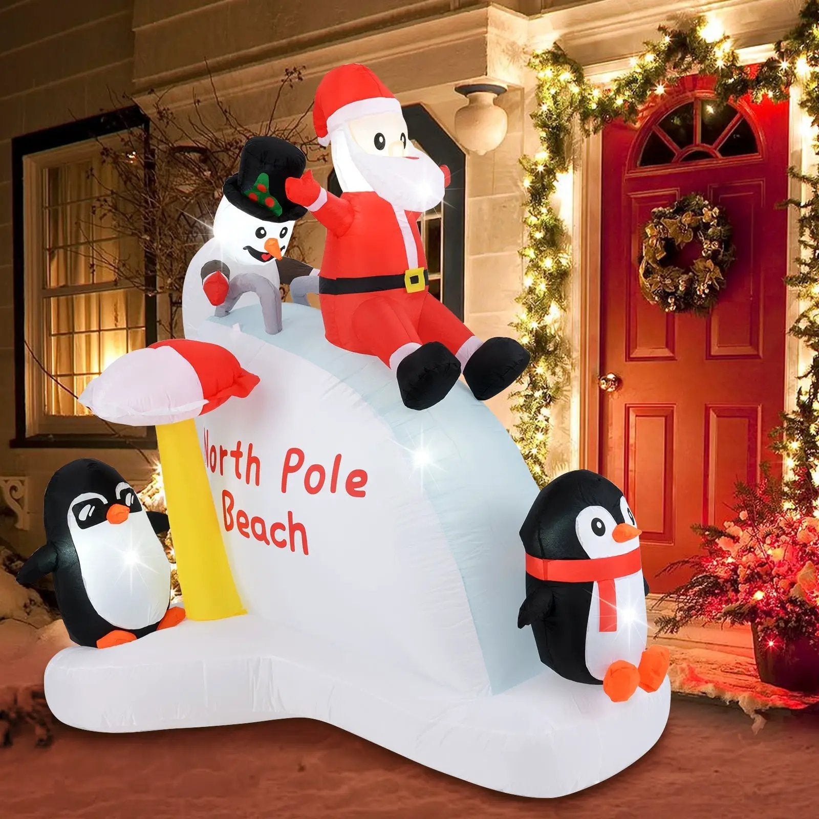6 Feet Christmas Inflatable with Blow up Penguins and Santa Decoration by DirectDeals