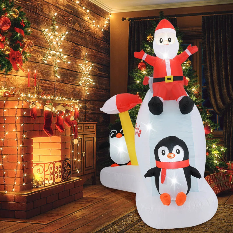 6 Feet Christmas Inflatable with Blow up Penguins and Santa Decoration by DirectDeals