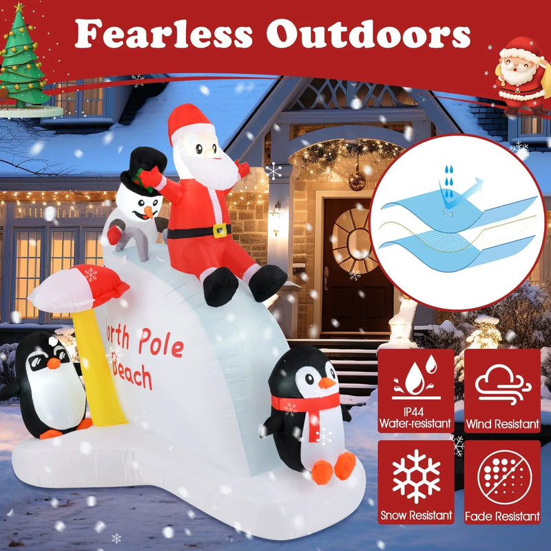 6 Feet Christmas Inflatable with Blow up Penguins and Santa Decoration by DirectDeals