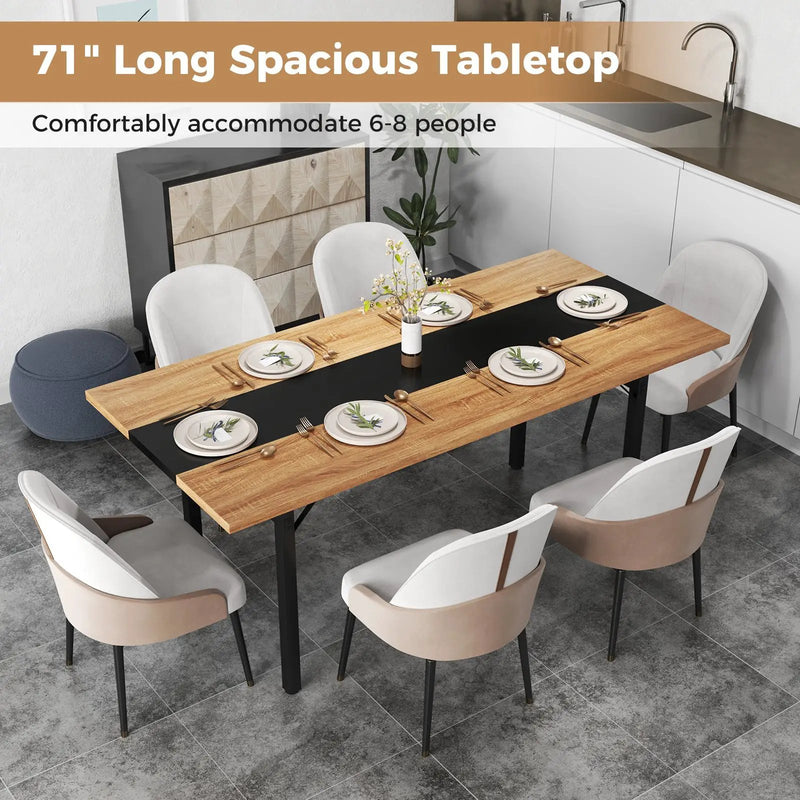 6 Feet Dining Table with Heavy-Duty Metal Frame for 6-8 People-Natural by DirectDeals