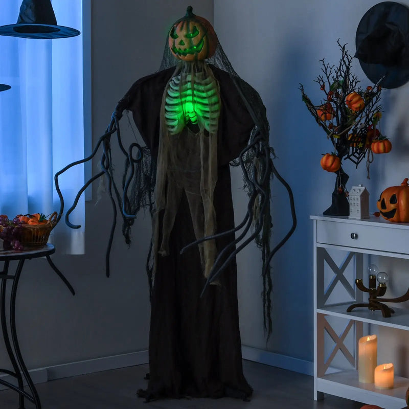6 Feet Halloween Animatronics Light Up Talking Ghost Pumpkin with Glowing Ribs and Moving Head by DirectDeals
