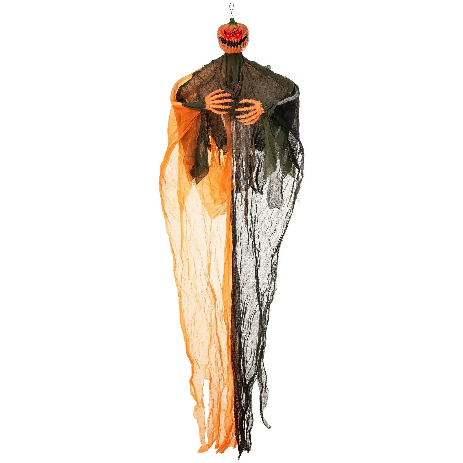 6 Feet Hanging Pumpkin Ghost with Red Glowing Eyes and Bendable Arms by DirectDeals