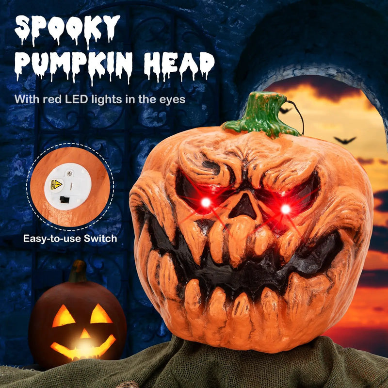 6 Feet Hanging Pumpkin Ghost with Red Glowing Eyes and Bendable Arms by DirectDeals