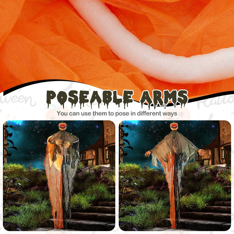 6 Feet Hanging Pumpkin Ghost with Red Glowing Eyes and Bendable Arms by DirectDeals