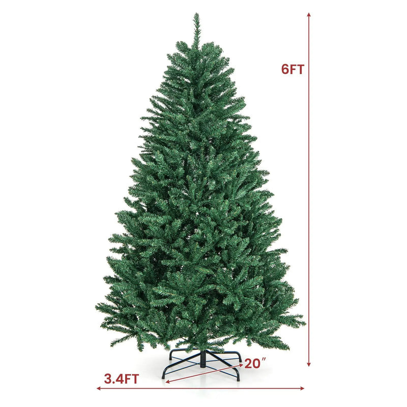 6 Feet Hinged Artificial Christmas Tree with Solid Metal Stand by DirectDeals