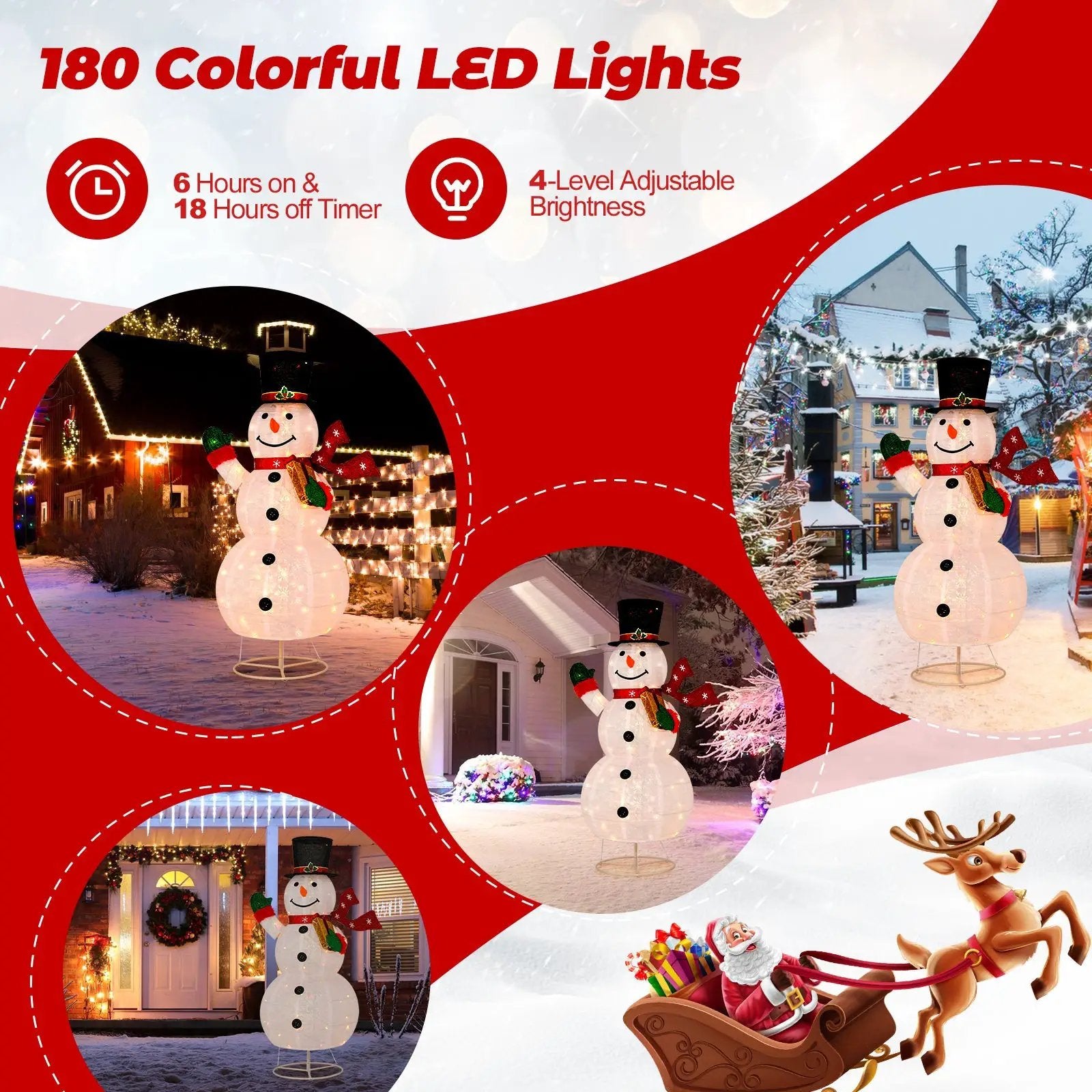 6 Feet Lighted Christmas Snowman with 180 Colorful LED Lights by DirectDeals