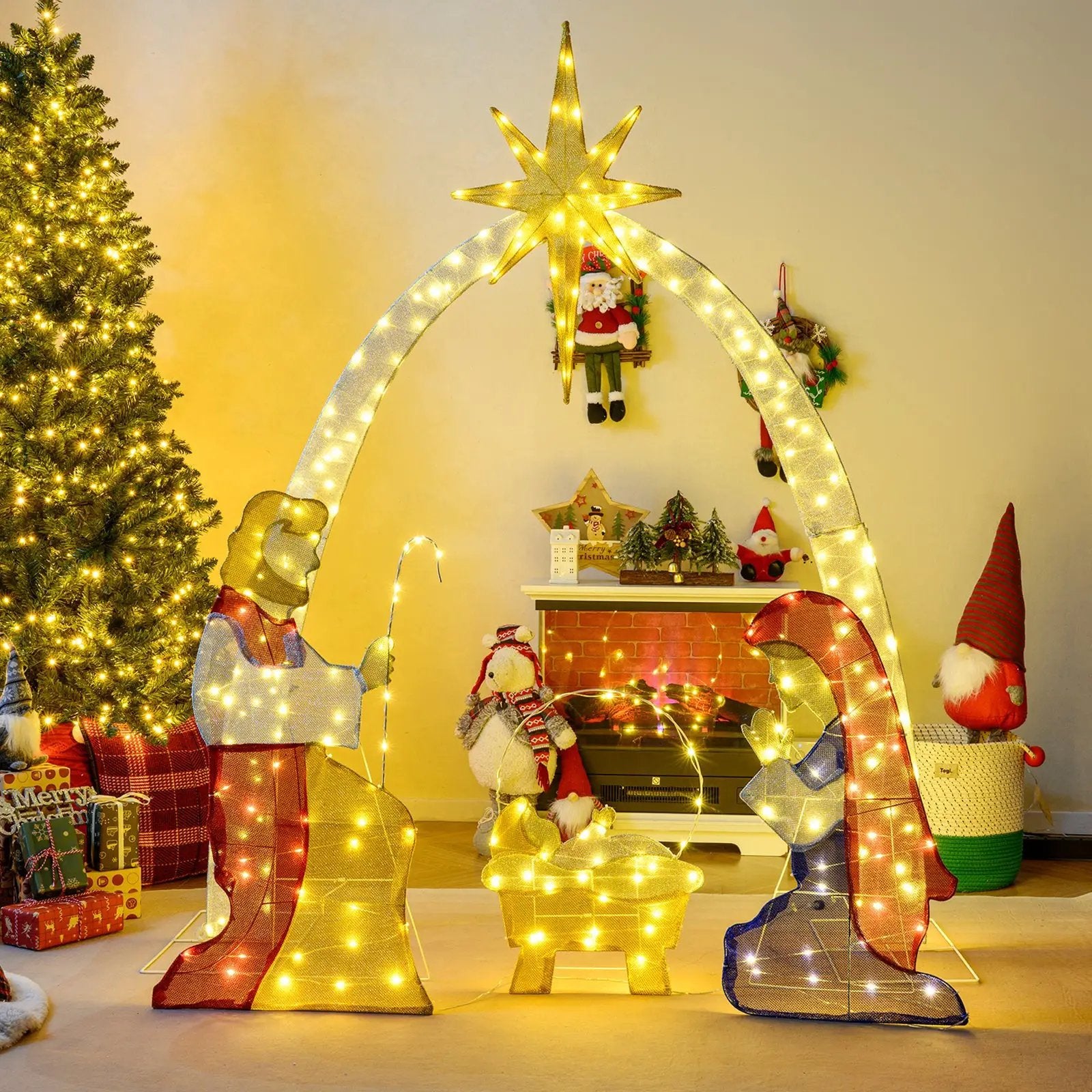 6 Feet Lighted Nativity Scene Yard Decoratio with 240 Warm White LED Lights by DirectDeals