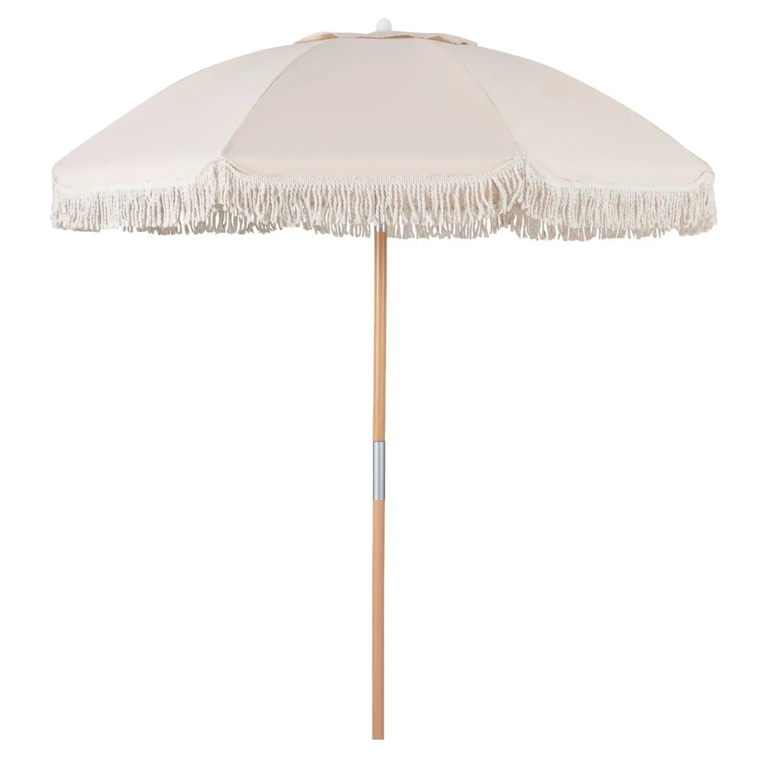 6 Feet Patio Umbrella with Fringe with Push Button Tilt and Wood Pole by DirectDeals