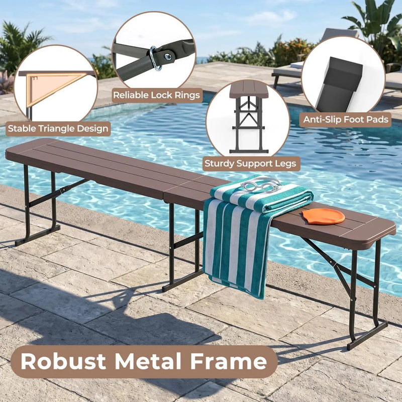 6 Foot Folding Bench with Carrying Handle - 660 lb Capacity by DirectDeals