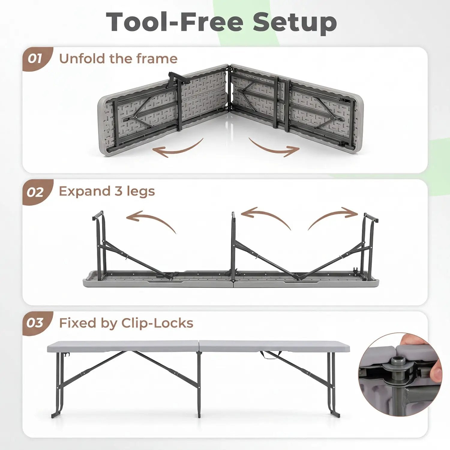 6 Foot Folding Bench with Carrying Handle - 660 lb Capacity by DirectDeals