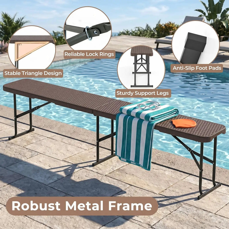 6 Foot Folding Bench with Carrying Handle - 660 lb Capacity by DirectDeals