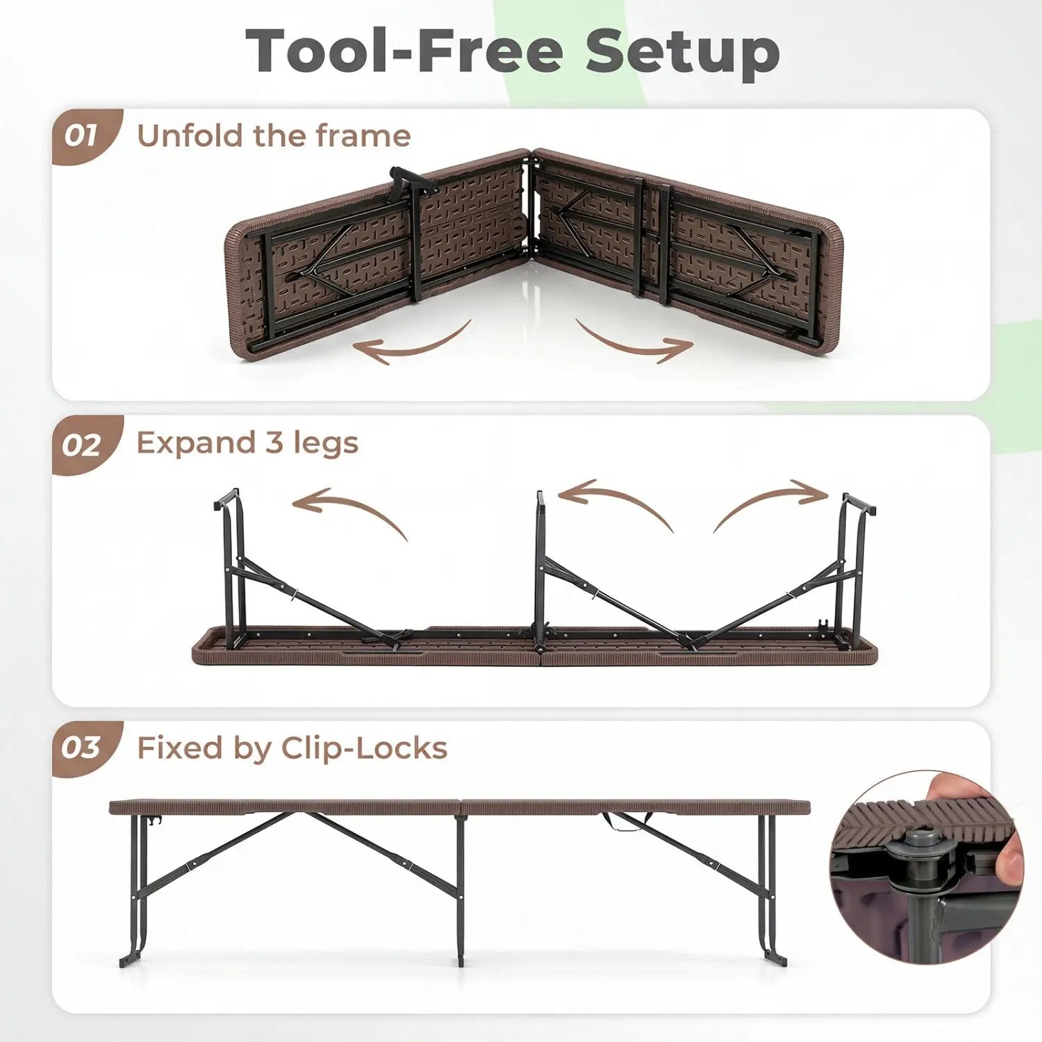 6 Foot Folding Bench with Carrying Handle - 660 lb Capacity by DirectDeals