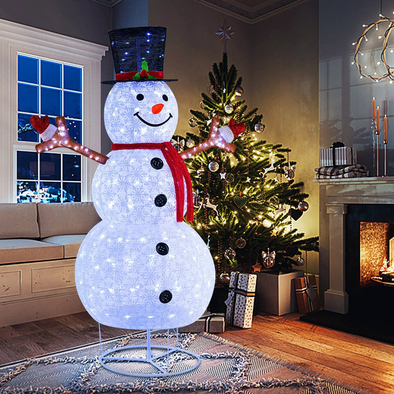 6 Feet Pre-Lit Christmas Snowman with Built-in Lights and Black Hat by DirectDeals