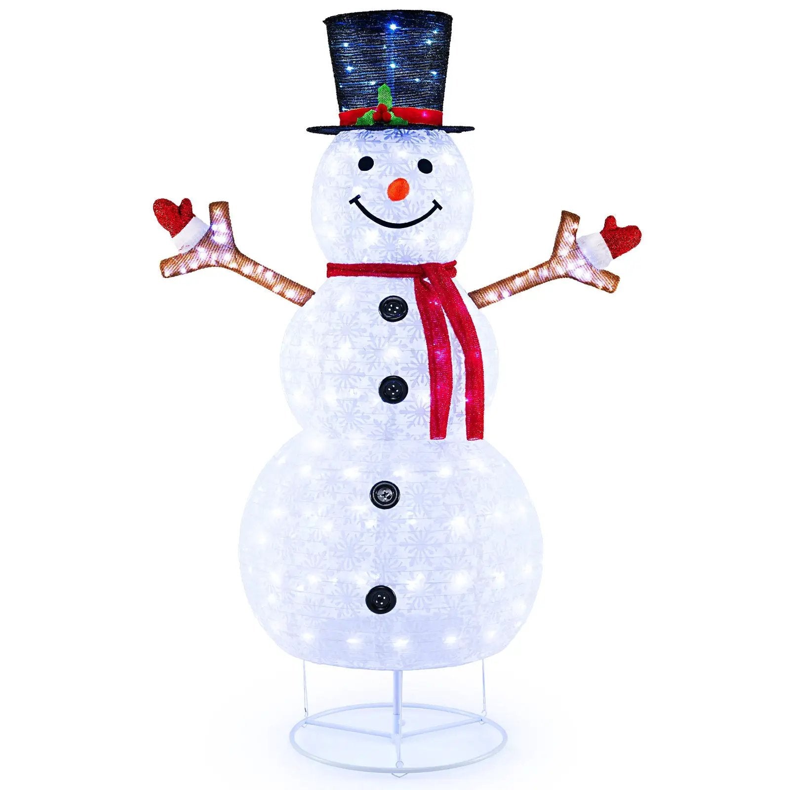6 Feet Pre-Lit Christmas Snowman with Built-in Lights and Black Hat by DirectDeals