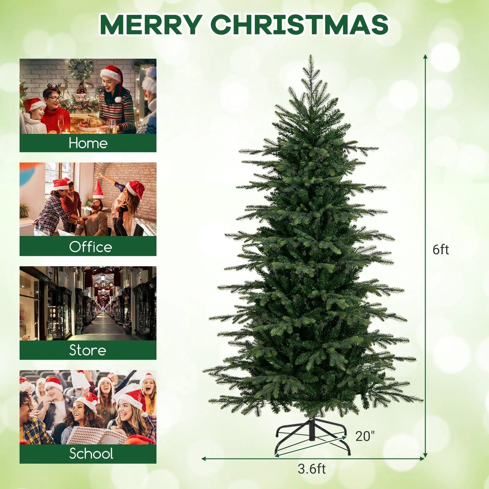 7.5 Feet Pre-Lit Artificial Christmas Tree with Warm White LED Lights by DirectDeals
