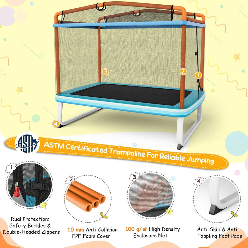 6 Feet Rectangle Trampoline with Swing Horizontal Bar and Safety Net by DirectDeals