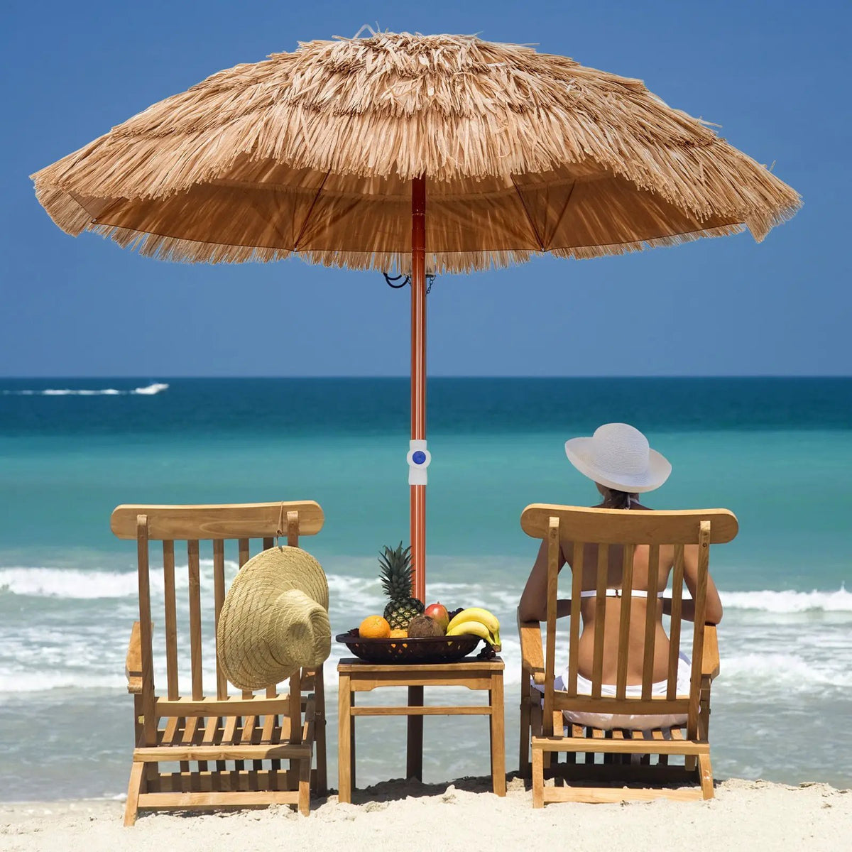6 Feet Thatched Patio Umbrella with Tilt Design and Carrying Bag, photo 2 of 7