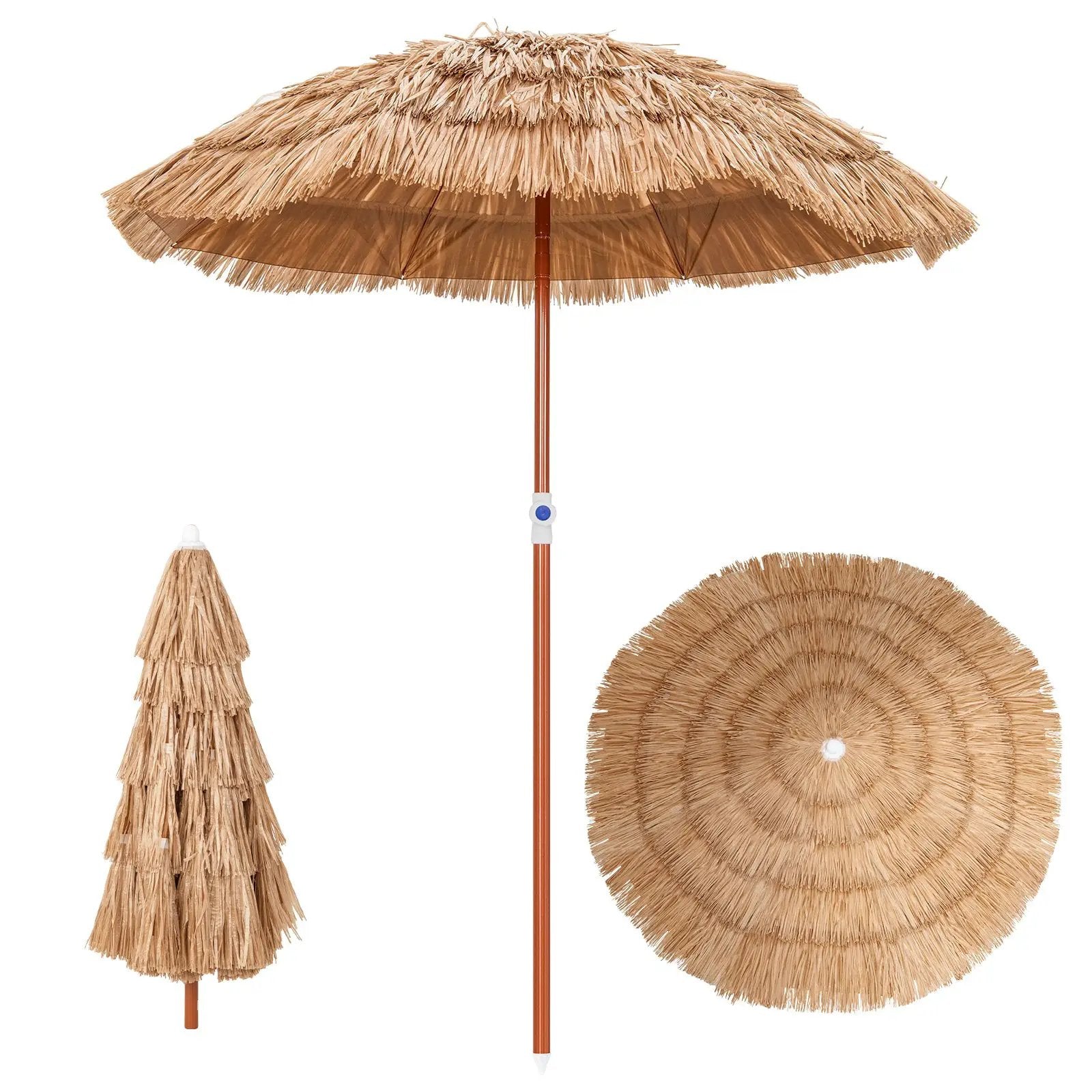 6 Feet Thatched Patio Umbrella with Tilt Design and Carrying Bag by DirectDeals
