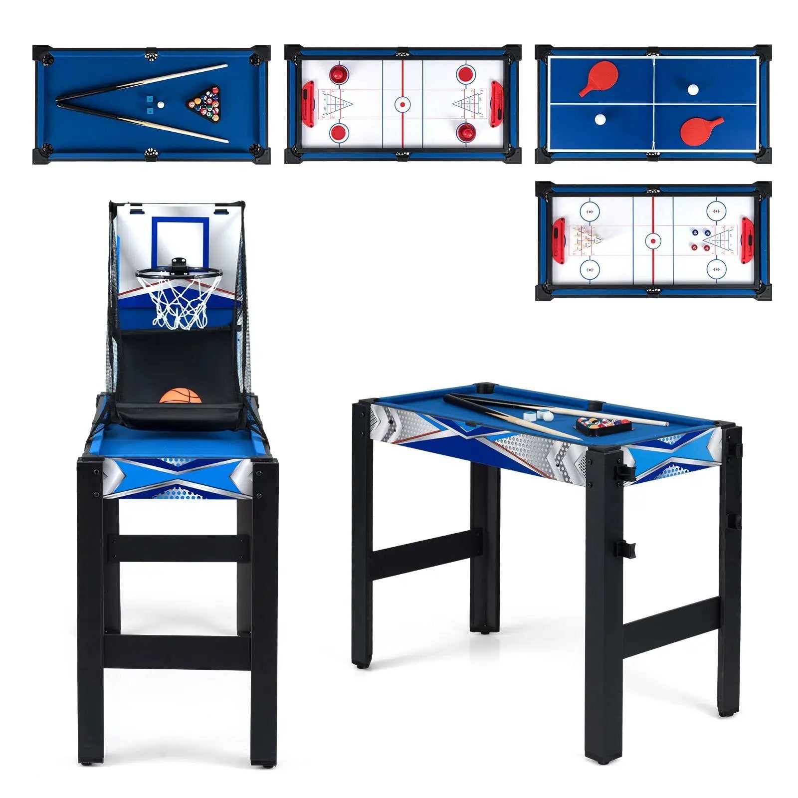 6-In-1 Combo Game Table with Basketball Billiards Ping Pong Hockey Shuffleboard by DirectDeals