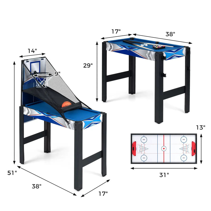 6-In-1 Combo Game Table with Basketball Billiards Ping Pong Hockey Shuffleboard by DirectDeals