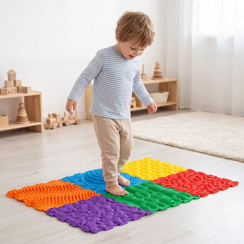 Interlocking Sensory Mats 6-Piece Set with Textured Surfaces by DirectDeals