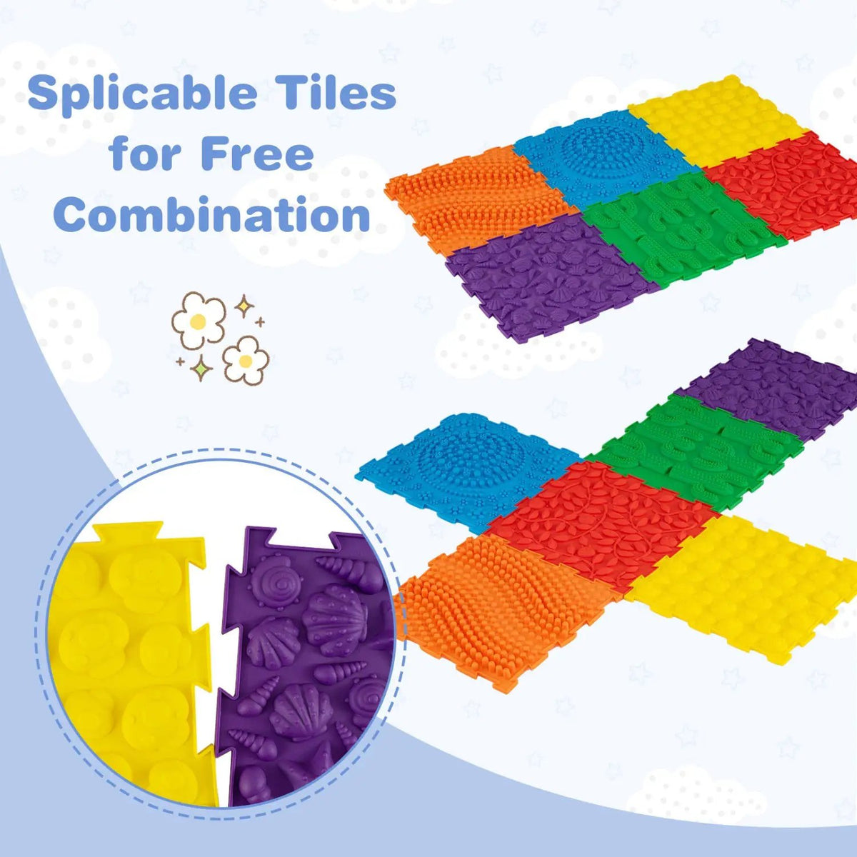 Interlocking Sensory Mats 6-Piece Set with Textured Surfaces, photo 6 of 16