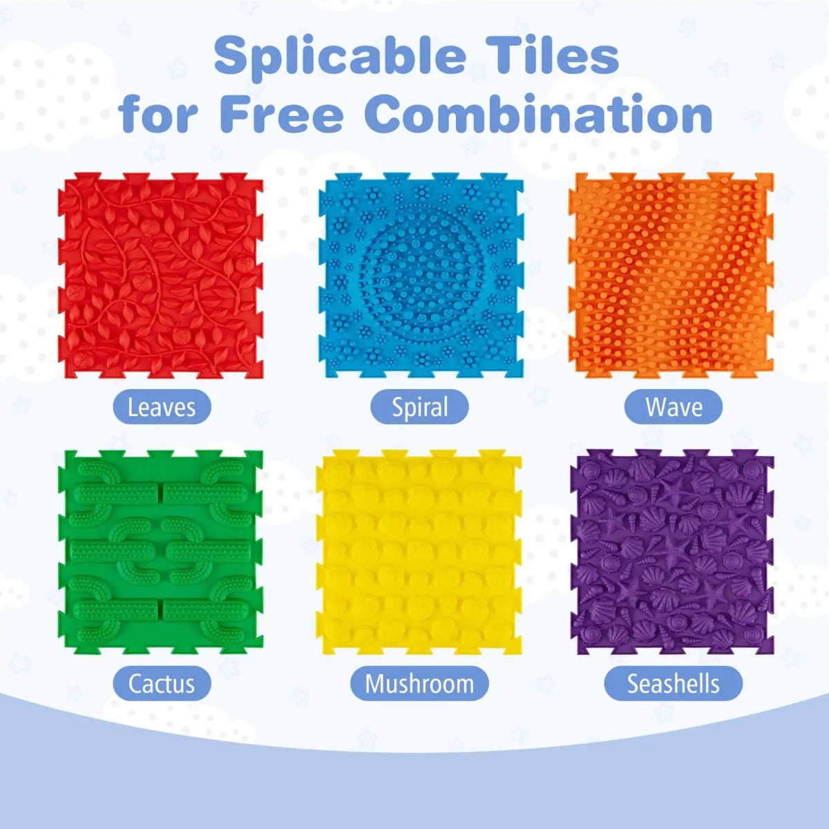 Interlocking Sensory Mats 6-Piece Set with Textured Surfaces, photo 7 of 16