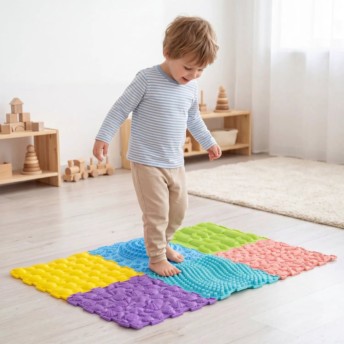 Interlocking Sensory Mats 6-Piece Set with Textured Surfaces, photo 9 of 16
