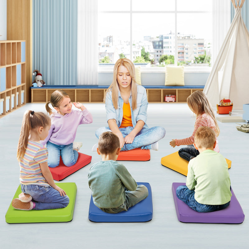 6 PCS Square Floor Cushions 16 Inch Soft Sponge Floor Pillows-Multicolor by DirectDeals