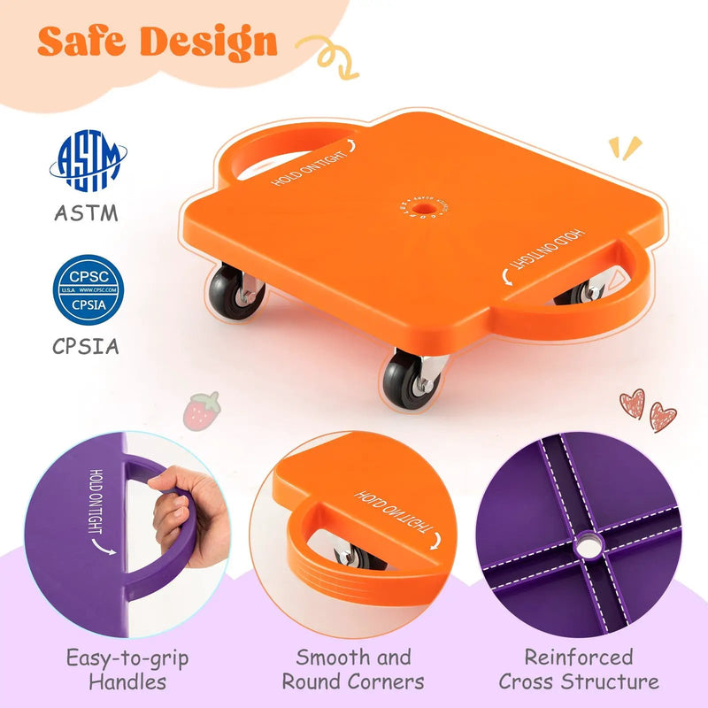 4/6-Pack Kids Scooter Board with Handles and Non-Marring Casters-6 Pack by DirectDeals
