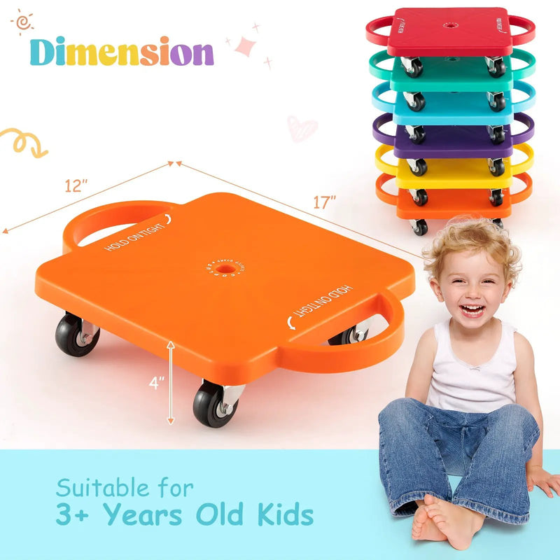 4/6-Pack Kids Scooter Board with Handles and Non-Marring Casters-6 Pack by DirectDeals