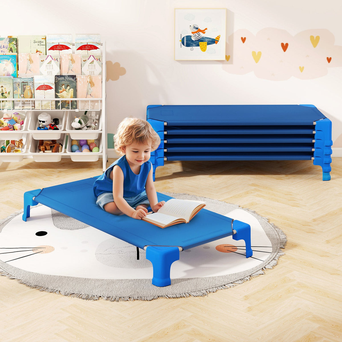 Portable 6 Pack Stackable Daycare Cots Sleeping Bed for Kids 53 Inch, photo 2 of 9
