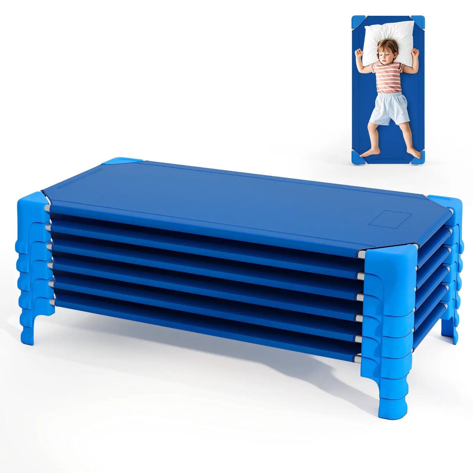 Portable 6 Pack Stackable Daycare Cots Sleeping Bed for Kids 53 Inch by DirectDeals