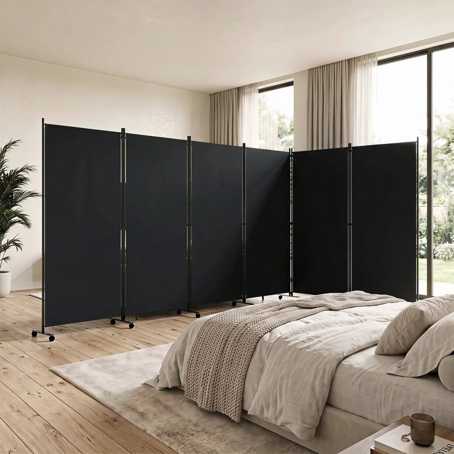 6-Panel Folding Room Divider with Wheels by DirectDeals