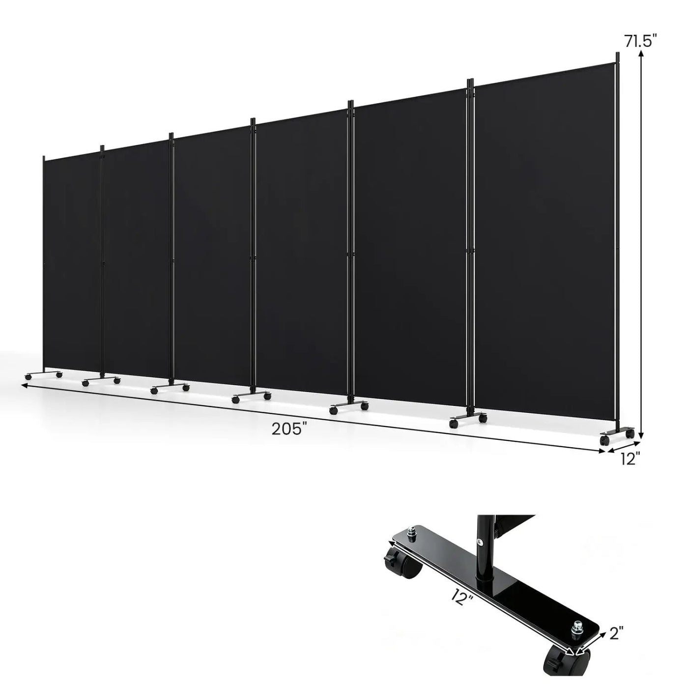6-Panel Folding Room Divider with Wheels by DirectDeals