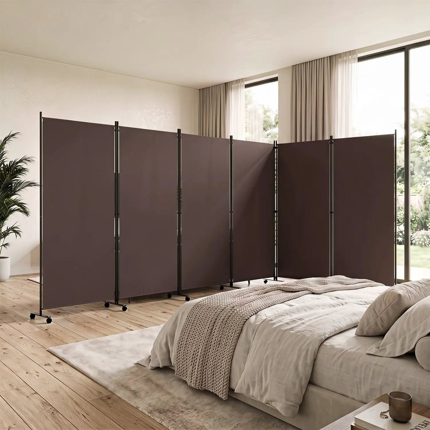 6-Panel Folding Room Divider with Wheels by DirectDeals