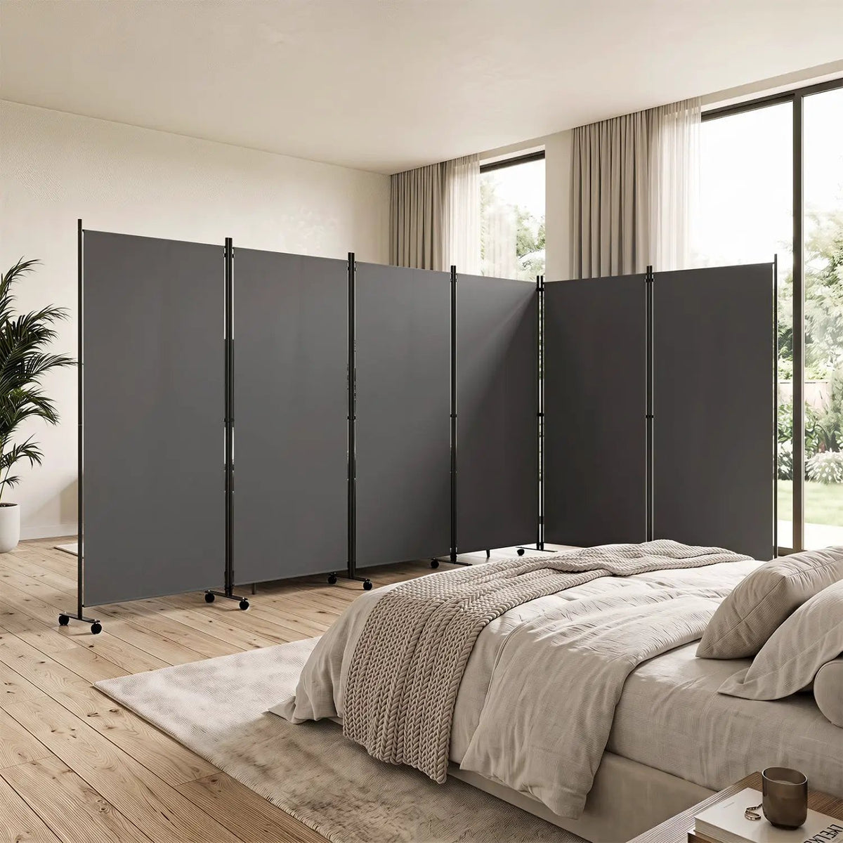 6-Panel Folding Room Divider with Wheels by DirectDeals