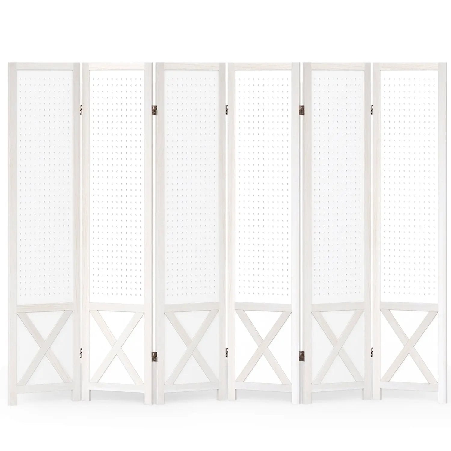 6-Panel Pegboard Room Divider 67 Inches Tall Foldable Privacy Screen by DirectDeals
