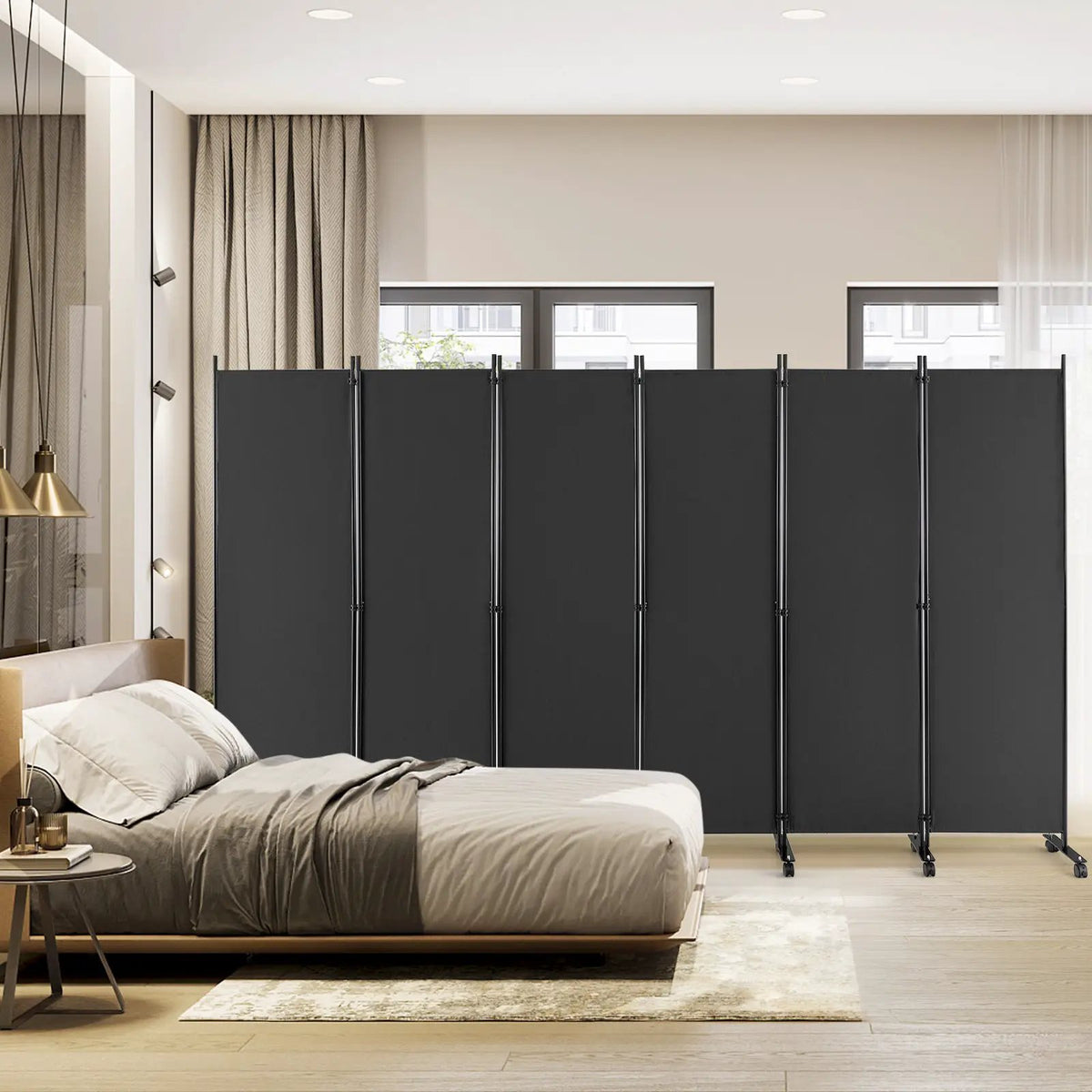 6 Panel 5.7 Feet Tall Rolling Room Divider on Wheels, photo 2 of 11