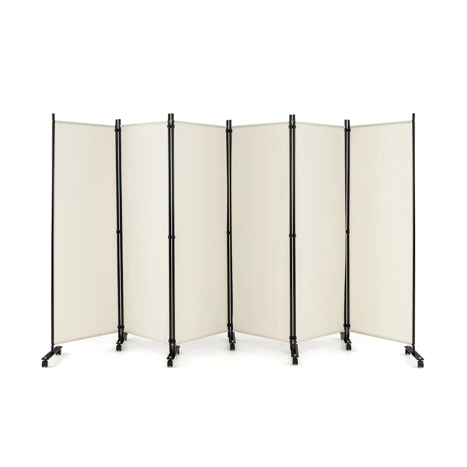 6 Panel 5.7 Feet Tall Rolling Room Divider on Wheels by DirectDeals